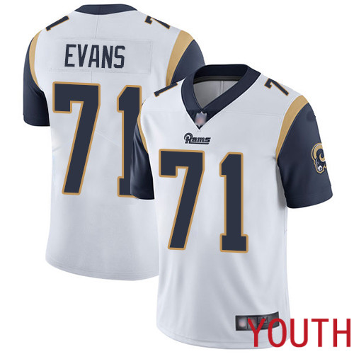 Los Angeles Rams Limited White Youth Bobby Evans Road Jersey NFL Football #71 Vapor Untouchable->youth nfl jersey->Youth Jersey